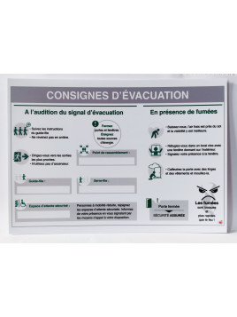 Panneau consignes évacuation